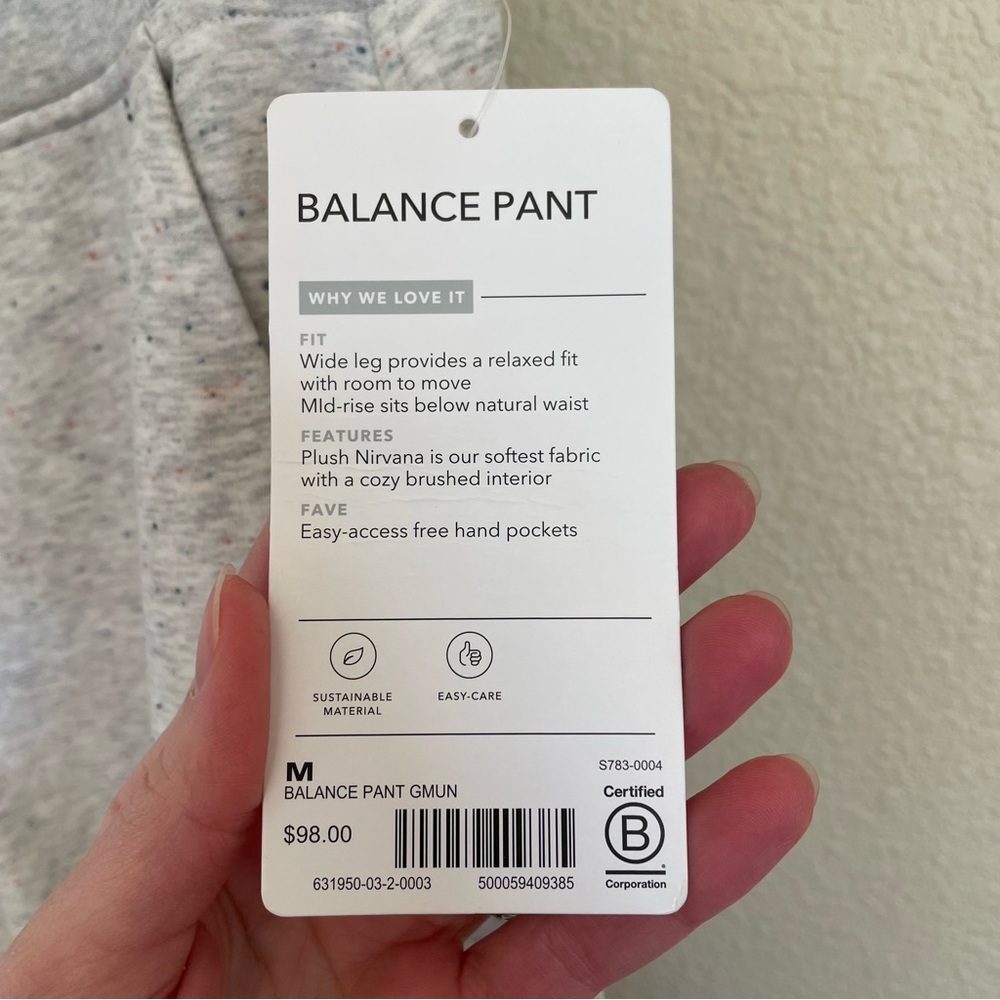 NWT Athleta Balance Wide-Leg Drawstring Light Heather Gray Speckled Pant M - Picture 4 of 9